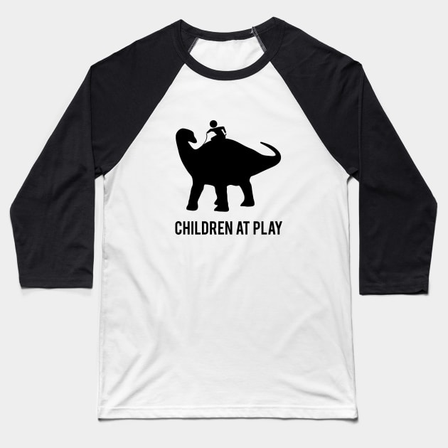 Children at Play Riding a Dinosaur Shirt Baseball T-Shirt by ice dyed